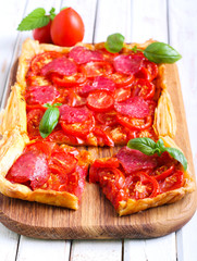 Tomato and salami tart