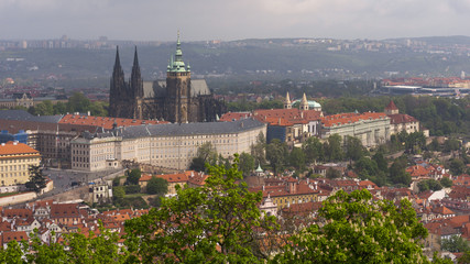 Fototapeta na wymiar Panorama of Prague from Prague Hill