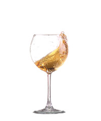 white wine splash before white background