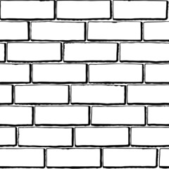 Black and white brick wall. Seamless  texture