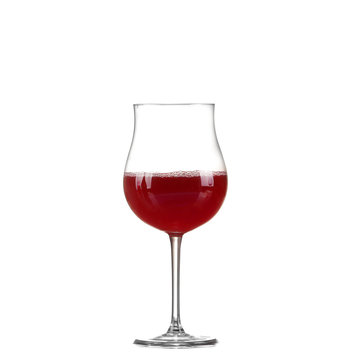 Red wine in a glass isolated on white background - realistic photo image