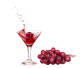 Wine collection - Splashing red wine in a glass. Isolated on white background
