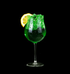 modern fresh coctail on the black background