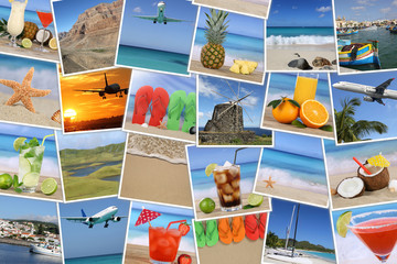 Hintergrund aus Fotos vom Urlaub mit Strand, Sommer, Ferien