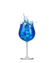 blue cocktail with splashes on white