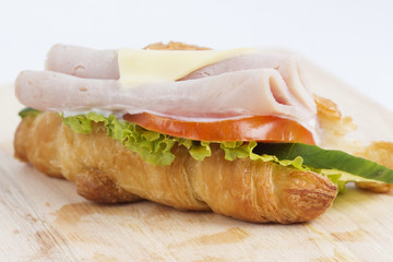 croissant sandwich with ham cheese