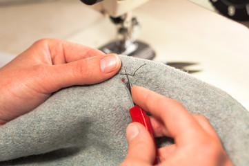sewing on the sewing machine
