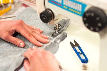 sewing on the sewing machine