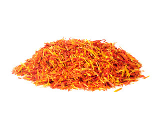 Spices, saffron petals on a white background
