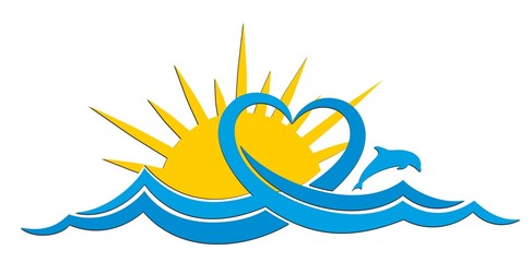 Fototapeta na wymiar sun Logo with the sea.