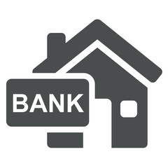 Obraz premium Icono casa con texto BANK gris