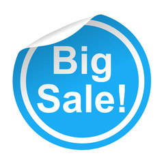 Pegatina azul con pestaña texto Big Sale!