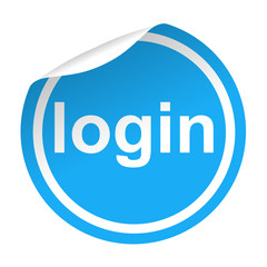 Pegatina azul con pestaña texto login