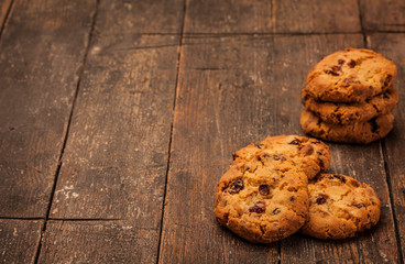 Homemade biscuits over ancient wooden table