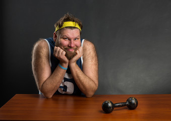 Man with a dumbbell