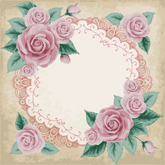 Vintage frame with roses