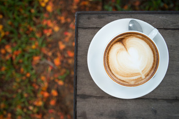 latte art coffee with heart shape