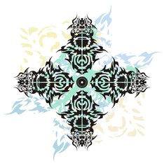 Tribal cross splashes tattoo
