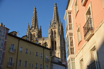 Fototapeta na wymiar catedral de burgos sobre los tejados