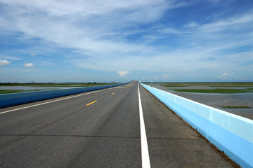 Empty road and the traffic lines.