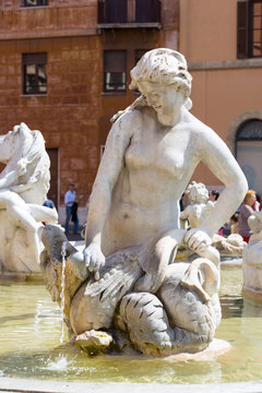 ROME, ITALY - The Fountain of Neptune, at Piazza Navona. 