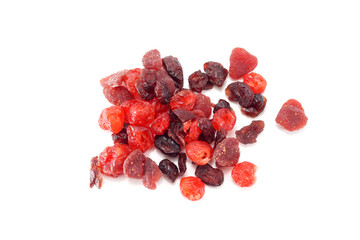 Dried mixed berries on isolate white background.