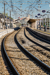 Naklejka premium train tracks near the station