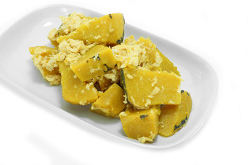Fried pumpkin with egg.
