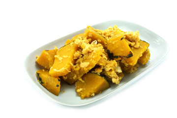 Fried pumpkin with egg.