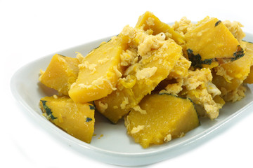 Fried pumpkin with egg.