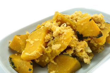 Fried pumpkin with egg.