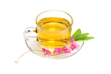 Sweet basil tea mix honey on white background