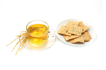 White Tea with Gamma-Cryzanol Extract on white background