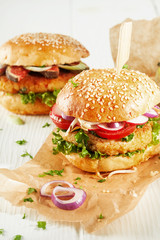 Vegetarian Couscous Burgers with Fresh Toppings