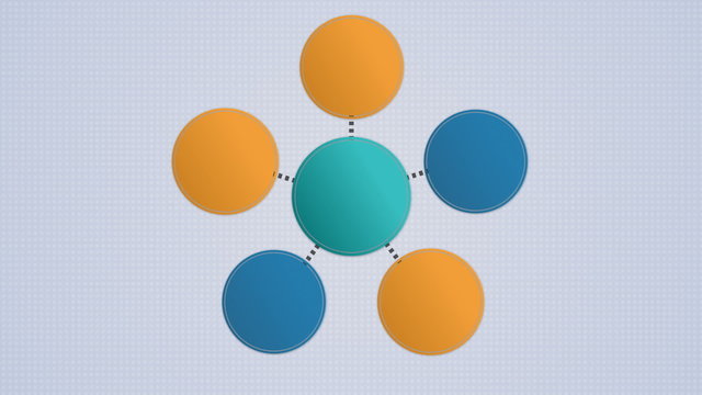 Circle diagram flow chart, 6 circle.