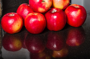 Red apples on kitchen counter