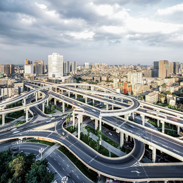 skyline and elevated roads