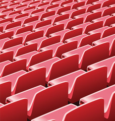 Vector realistic illustration of empty red seats in a soccer stadium