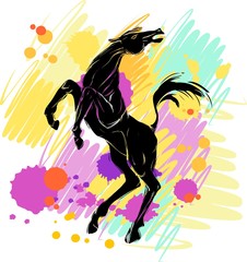 Obraz premium Background with silhouette of horse