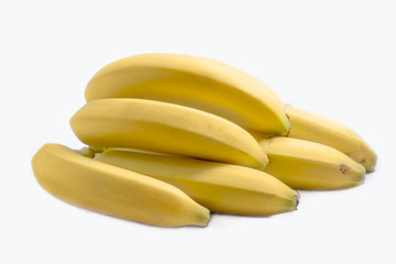 Bunch of bananas on white background.