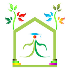 Graduation logo design isolated in white background.