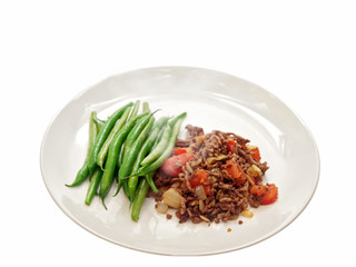 spicy minced meat with vegetables
