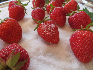 Strawberries in crystal sugar