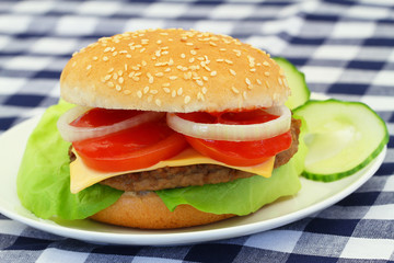 Cheeseburger, closeup
