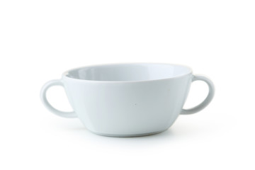 Empty white plate isolated on white