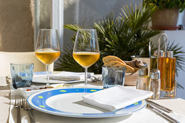 Glasses of wine on the table