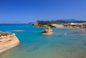 Fototapeta premium Cosy of Corfu town coast