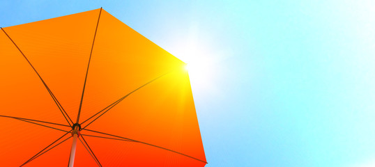 Orange sunshade with sun reflection in summer © Giovanni Cancemi