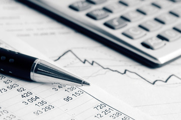 Naklejka na ściany i meble Financial accounting stock market graphs analysis
