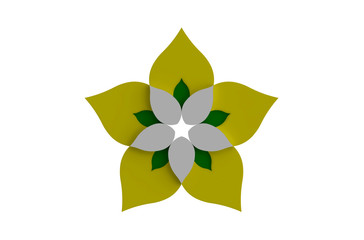 Colorful creative flower on white background 3D